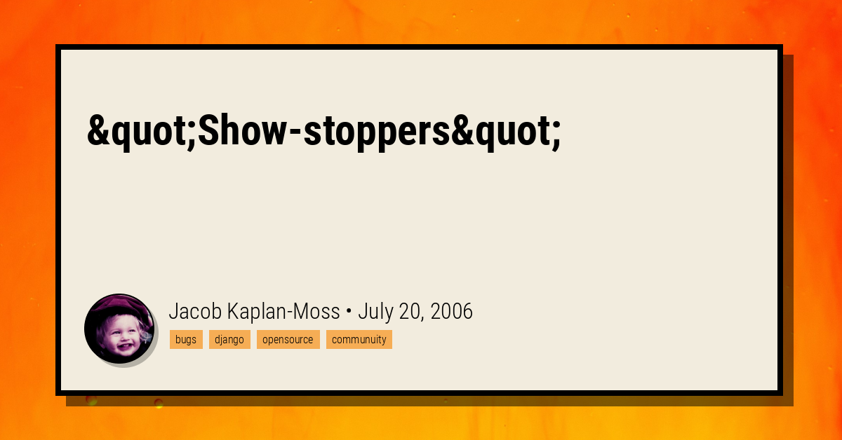 "Showstoppers" Jacob KaplanMoss